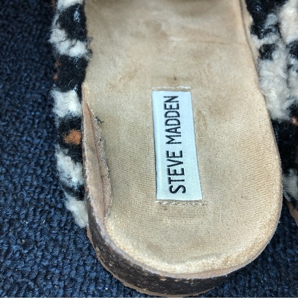 Steve Madden VESA Brown Cheetah Print Faux Upper Fur Slides Size 9 - Picture 6 of 8